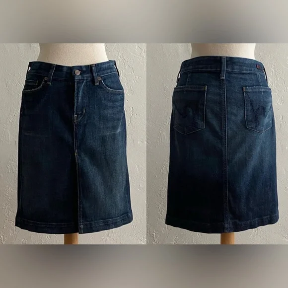 CITIZENS OF HUMANITY SOPHIA BLUE DENIM KNEE LENGTH JEAN PENCIL SKIRT SIZE 26 - Picture 12 of 12